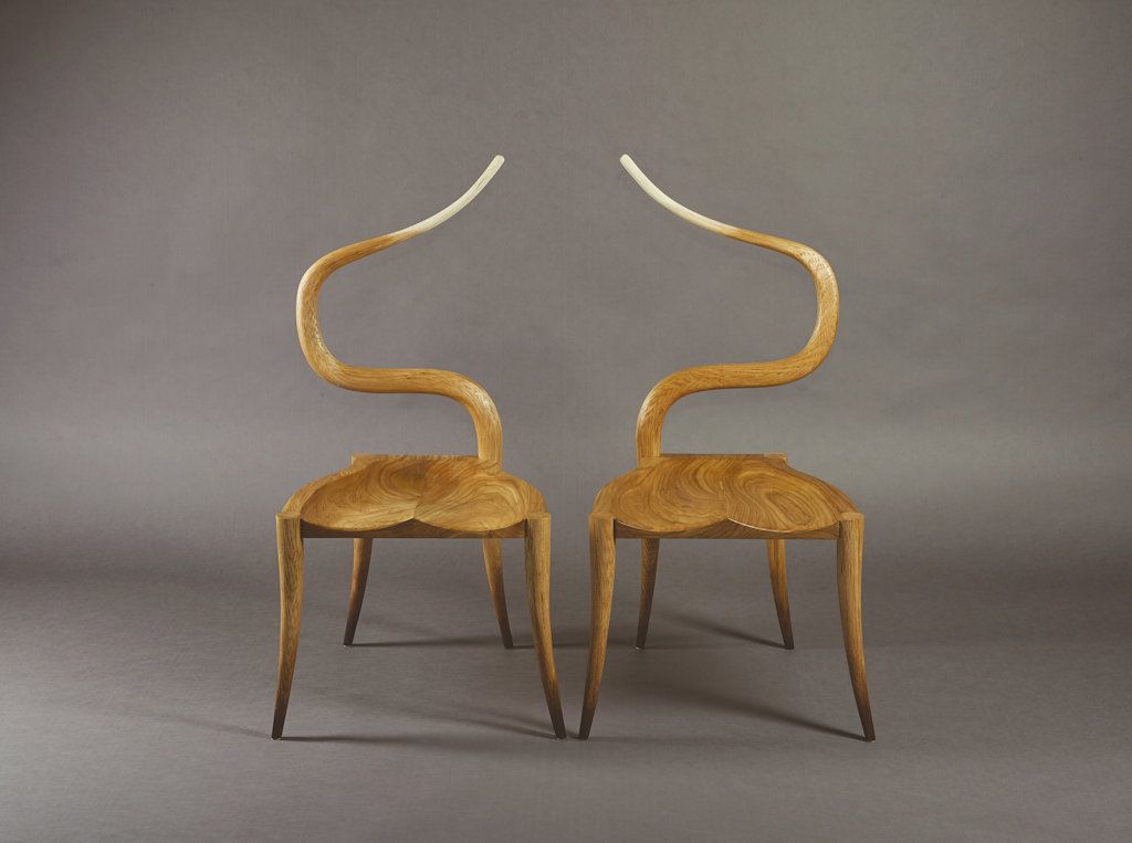 Peter Sefton Furniture School - toro hallway chairs in wych elm by Dave Taylor